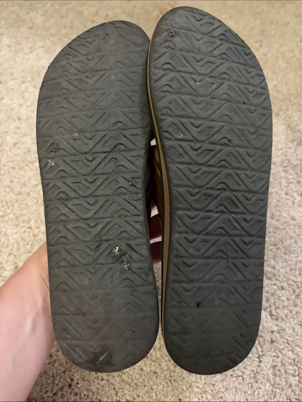 Reef boys Brown Strap Flip Flops with Black Footbed